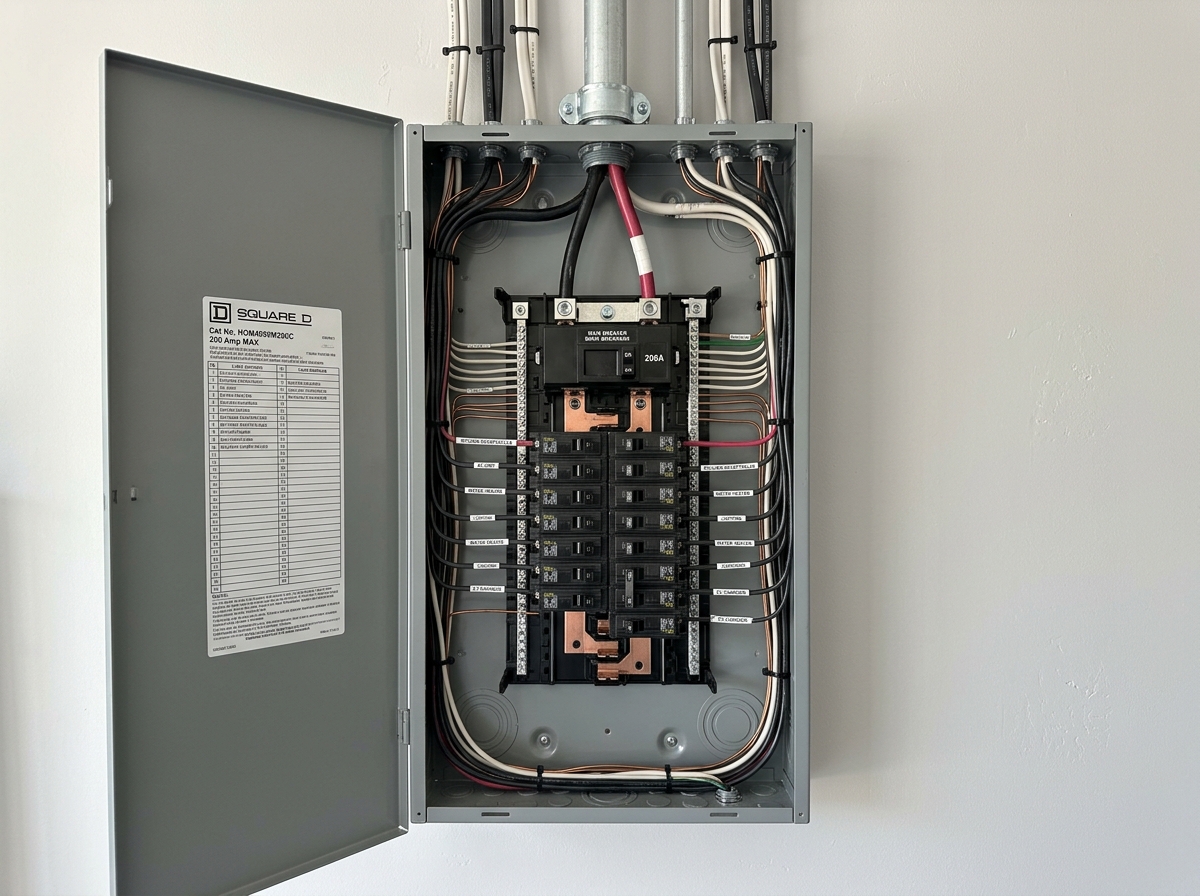 Upgraded 200 amp breaker electrical panel installation in Toronto home by K Electric