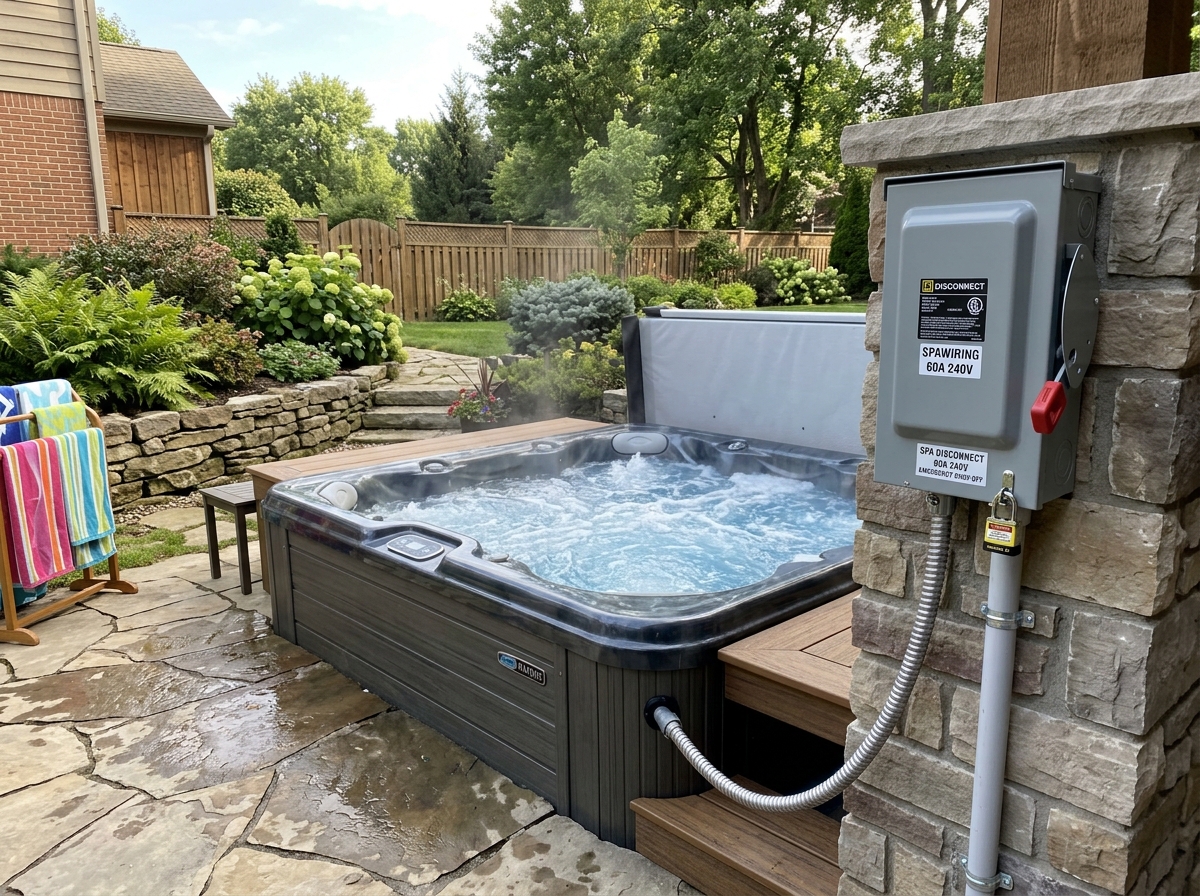 Outdoor GFCI electrical disconnect box for hot tub in Toronto by K Electric